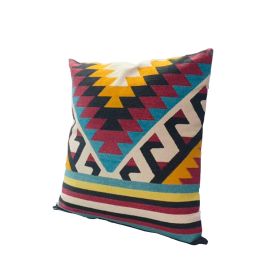 24 x 24 Square Cotton Accent Throw Pillow, Geometric Aztec Tribal Pattern, Multicolor