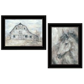 "True Spirit (Horses)" 2-Piece Vignette by Debi Coules, Black Frame