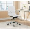 Ribbed Back PU Leather Office Chair, Adjustable Height, White