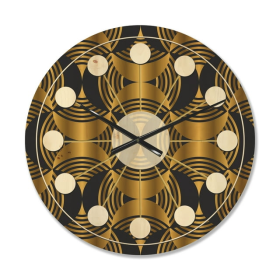 Designart 'Art Deco Style Retro Pattern' Mid-Century Modern Wood Wall Clock