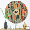 Designart 'Abstract Retro Drops IX' Mid-Century Modern Wood Wall Clock