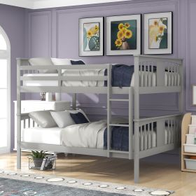 Full over Full Bunk Bed with Ladder for Bedroom, Guest Room Furniture-Gray(OLD SKU :LP000203AAE)