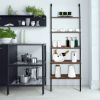 Industrial Wall Mounted Bookcase 5-Tier Open Ladder Shelf Bookshelf with Metal Frame, 23.6" L x 11.8" W x 70.9" H