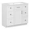 Modern White 36-Inch Freestanding Bathroom Vanity Cabinet with Resin Integrated Basin - With 4 drawers 1 Soft-Close Door, Multi-Functional Storage