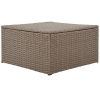 Outdoor 6-Piece Garden Furniture Set, PE Wicker Rattan Sectional Sofa Set with 2 Tea Tables, Brown Wicker+Beige Cushion