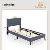 Twin Size Upholstered Platform Bed with Button Tufted Headboard