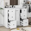 Modern White 36-Inch Freestanding Bathroom Vanity Cabinet with Resin Integrated Basin - With 4 drawers 1 Soft-Close Door, Multi-Functional Storage