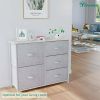 5 Drawers Storage Tower with Fabric Organizer Unit Sturdy Steel Frame, Light Gray