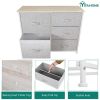 5 Drawers Storage Tower with Fabric Organizer Unit Sturdy Steel Frame, Light Gray