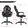 Adjustable Swivel Artificial Leather Gaming Chair, Black