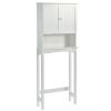 Over-The-Toilet Bathroom Cabinet with Shelf and Two Doors Space-Saving Storage; Easy to Assemble; White