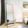 Wall-Mounted Alloy Frame Full Length Mirror, Black