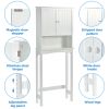 Over-The-Toilet Bathroom Cabinet with Shelf and Two Doors Space-Saving Storage; Easy to Assemble; White