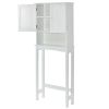 Over-The-Toilet Bathroom Cabinet with Shelf and Two Doors Space-Saving Storage; Easy to Assemble; White