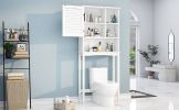 Home Over-The-Toilet Shelf Bathroom Storage Space Saver with Adjustable Shelf Collect Cabinet (White)