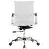 Ribbed Back PU Leather Office Chair, Adjustable Height, White