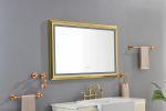 48 in. W x 30 in. H Oversized Rectangular Gold Framed LED Mirror Anti-Fog Dimmable Wall Mount Bathroom Vanity Mirror