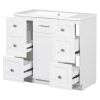 Modern White 36-Inch Freestanding Bathroom Vanity Cabinet with Resin Integrated Basin - With 4 drawers 1 Soft-Close Door, Multi-Functional Storage