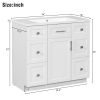 Modern White 36-Inch Freestanding Bathroom Vanity Cabinet with Resin Integrated Basin - With 4 drawers 1 Soft-Close Door, Multi-Functional Storage