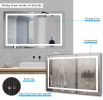 40*24 LED Lighted Bathroom Wall Mounted Mirror with High Lumen+Anti-Fog Separately Control+Dimmer Function