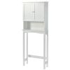 Over-The-Toilet Bathroom Cabinet with Shelf and Two Doors Space-Saving Storage; Easy to Assemble; White