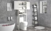 Over-The-Toilet Bathroom Cabinet with Shelf and Two Doors Space-Saving Storage; Easy to Assemble; White