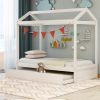 Unique House Bed with Trundle, Customizable Design, Charming White