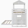 Wooden Twin Over Full Bunk Bed, Loft Bed with Playhouse, Farmhouse, Ladder and Guardrails, White( old sku: LT000027AAK )