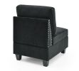 Single Chair for Modular Sectional,Black Velvet (26.5"x31.5"x36")