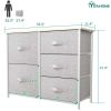 5 Drawers Storage Tower with Fabric Organizer Unit Sturdy Steel Frame, Light Gray