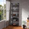 WTZ Bookshelf, Ladder Shelf, 5 Tier Bamboo Bookcase, Modern Open Book Case for Bedroom, Living Room, Office, BC-238 Black