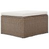 Outdoor 6-Piece Garden Furniture Set, PE Wicker Rattan Sectional Sofa Set with 2 Tea Tables, Brown Wicker+Beige Cushion