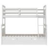 Twin over Full Bunk Bed with Ladder, Two Storage Drawers, Safety Guardrail, White