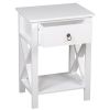 FCH Nightstand Modern End Table, Side Table with 1 Drawer and Storage Shelf, White