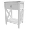 FCH Nightstand Modern End Table, Side Table with 1 Drawer and Storage Shelf, White