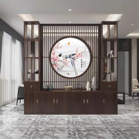 New Chinese Solid Wood Screen Partition Living Room Office Background Wall Household Modern Door Block Entry Door Cabinet (Option: 160x240 cm)