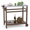 Outdoor Prep Cart Dining Table for Pizza Oven;  Patio Grilling Backyard BBQ Grill Cart