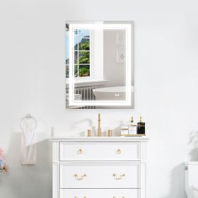 7 Size LED Bathroom Mirror Wall Mounted Vanity Mirror Anti-Fog Mirror Dimmable Lights with Touch Switch(Horizontal/Vertical) (size: 28"*36")