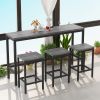 Modern Design Kitchen Dining Table, Pub Table, Long Dining Table Set with 3 Stools, Easy Assembly