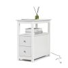 Transitional Nightstand with USB Charging Station, Wooden End Table Bedside Table, 2-Drawer Home&Kitchen Storage Cabinet