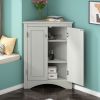 Triangle Bathroom Storage Cabinet with Adjustable Shelves, Freestanding Floor Cabinet for Home Kitchen