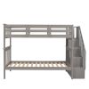 Stairway Twin-Over-Twin Bunk Bed with Storage and Guard Rail for Bedroom, Dorm