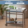 Outdoor Prep Cart Dining Table for Pizza Oven;  Patio Grilling Backyard BBQ Grill Cart