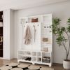 Hall Tree with Shoe Bench, Coat Rack ,Shoe Storage ,Storage Shelves and Pegboard, for Hallways, Halls and Bedrooms