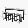 Modern Design Kitchen Dining Table, Pub Table, Long Dining Table Set with 3 Stools, Easy Assembly