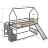 Twin-Over-Twin House Bunk Bed, Convertible Slide, Storage Staircase