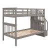 Stairway Twin-Over-Twin Bunk Bed with Storage and Guard Rail for Bedroom, Dorm