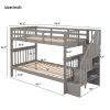 Stairway Twin-Over-Twin Bunk Bed with Storage and Guard Rail for Bedroom, Dorm